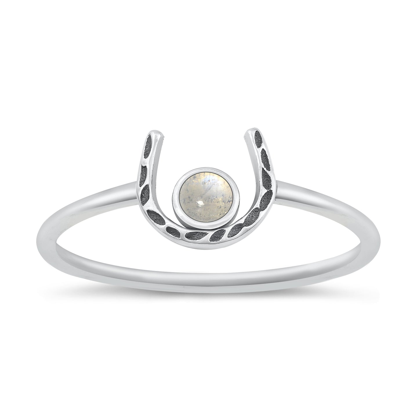 Silver Stone Ring - Horseshoe