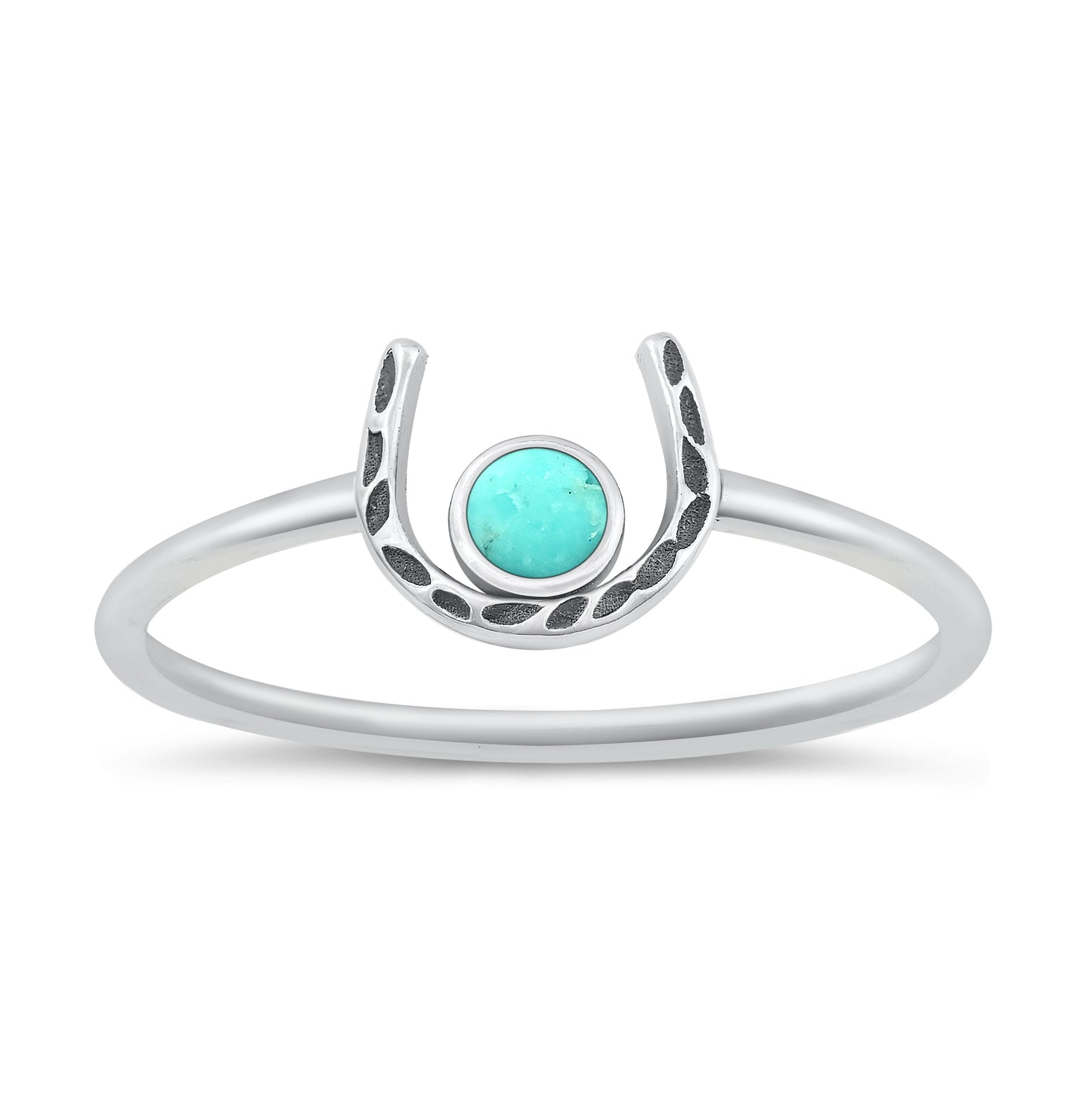 Silver Stone Ring - Horseshoe