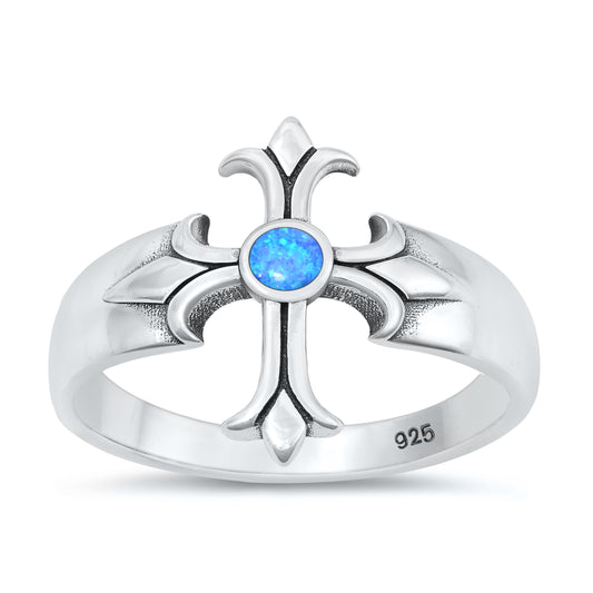 Silver Ring with Stone - Cross