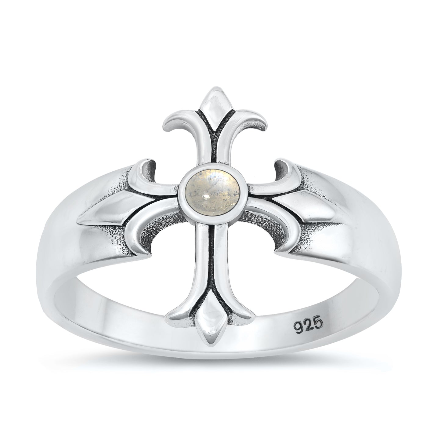 Silver Stone Ring - Cross