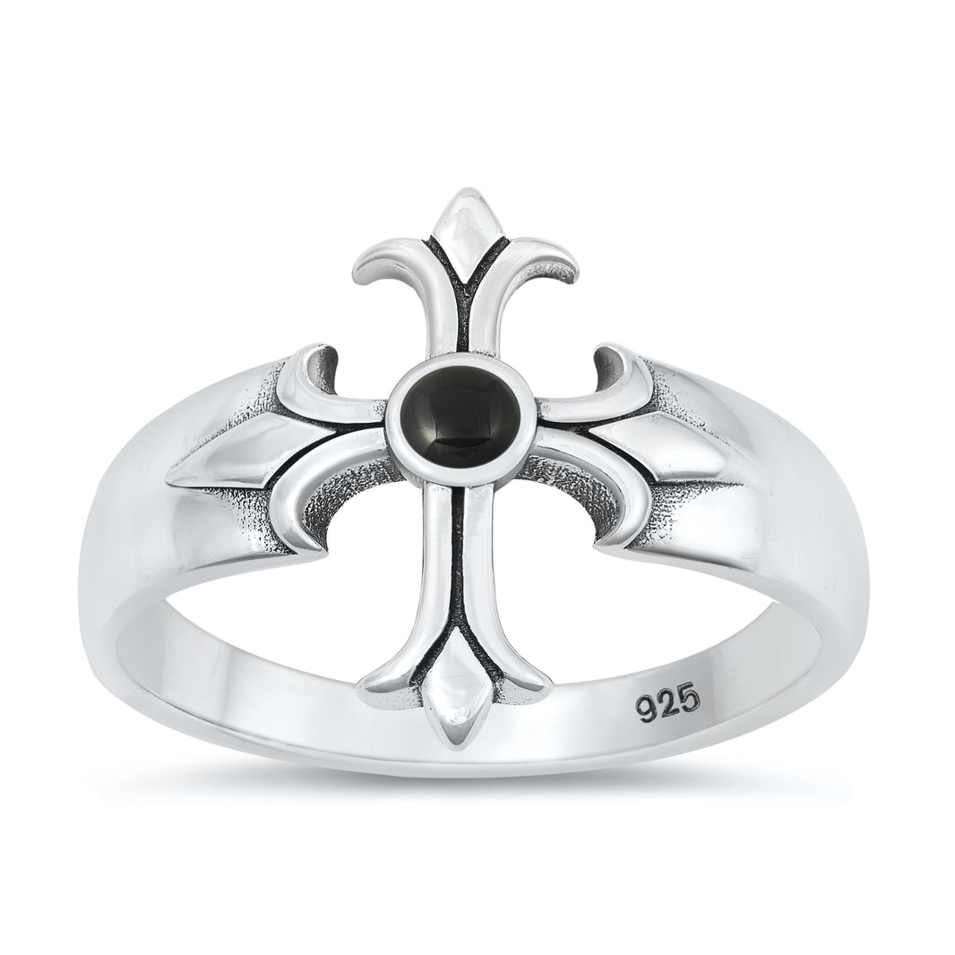 Silver Stone Ring - Cross