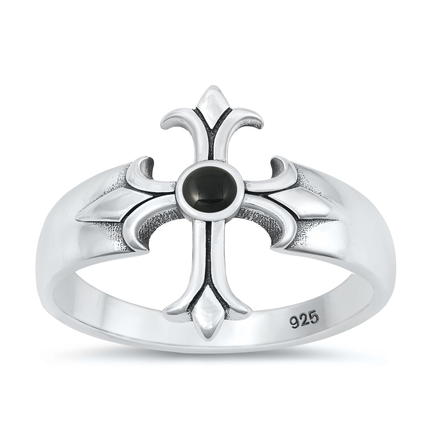 Silver Ring with Stone - Cross