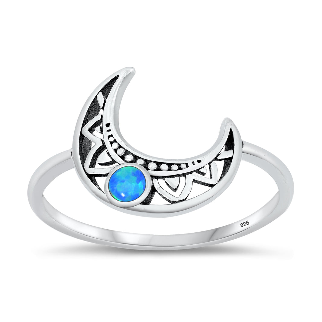Silver Stone Ring - Moon
