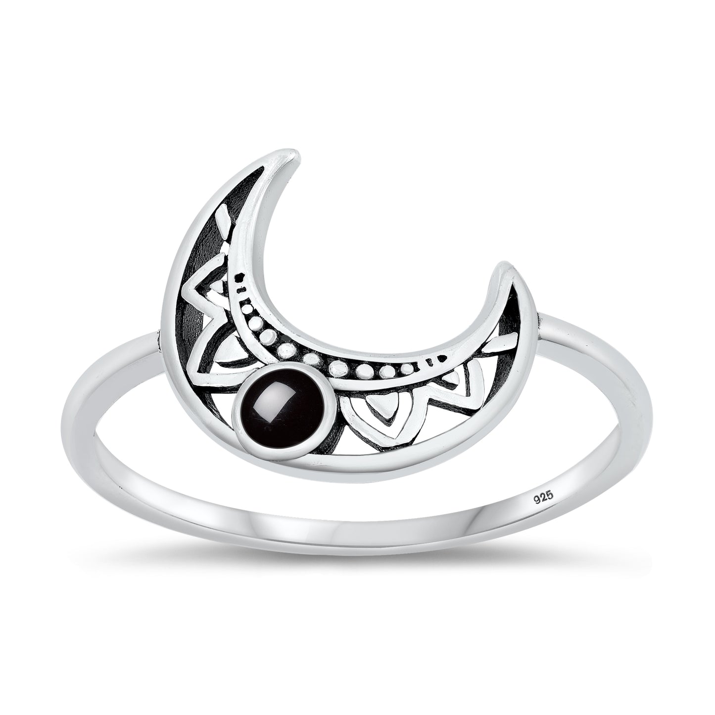 Silver Stone Ring - Moon