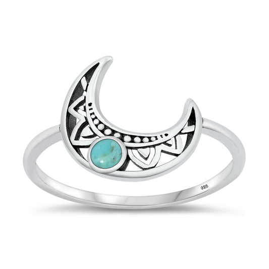 Silver Stone Ring - Moon