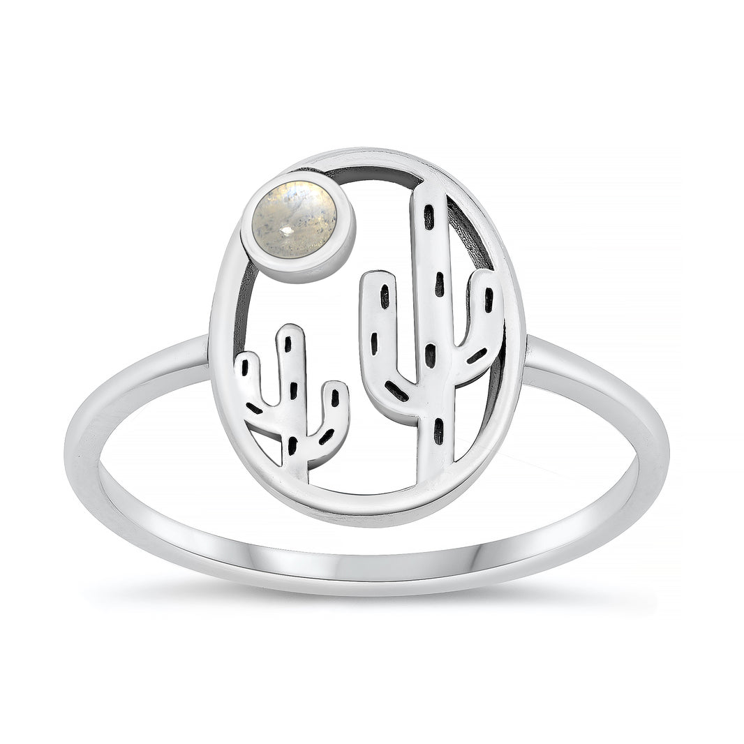 Silver Stone Ring - Cactus