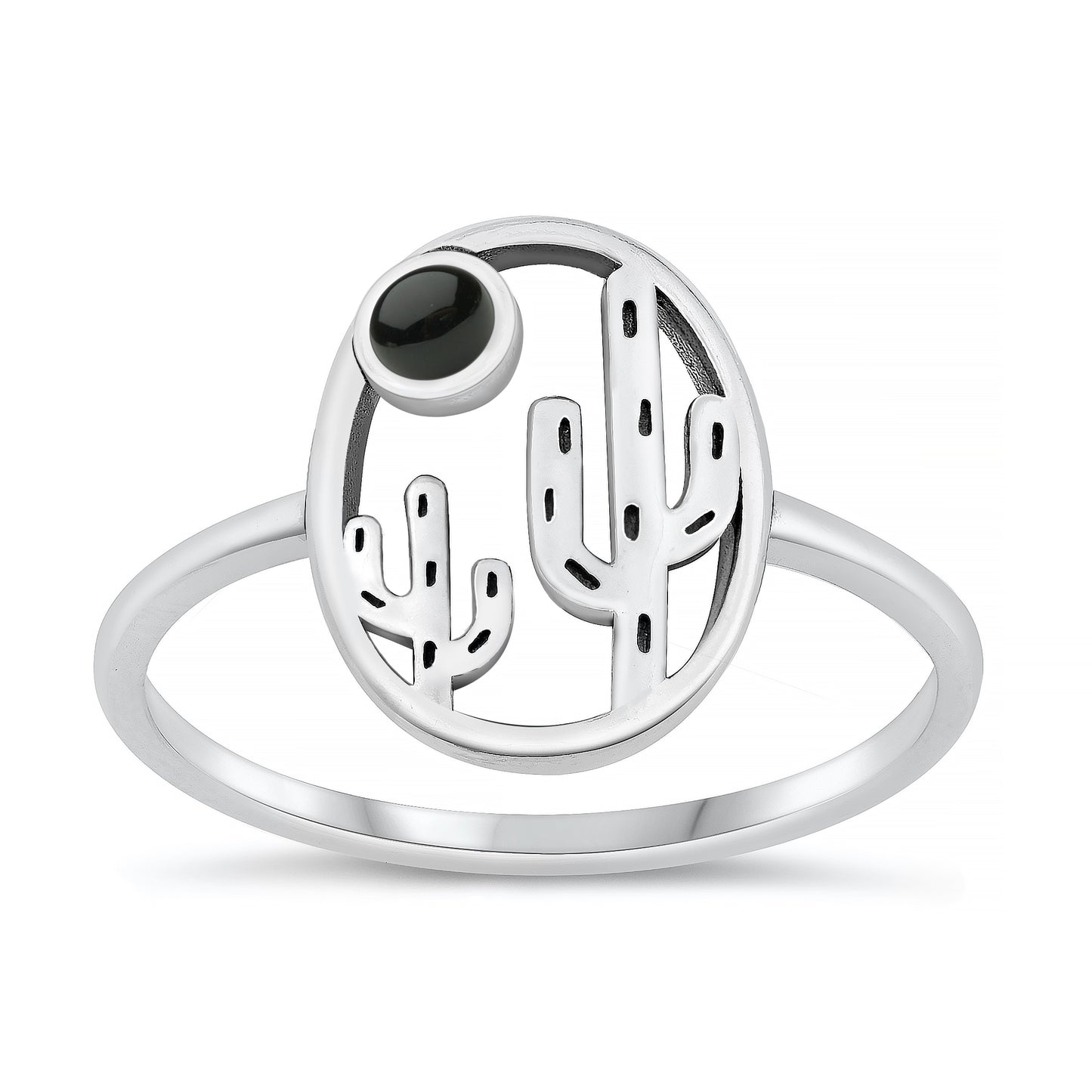 Silver Stone Ring - Cactus