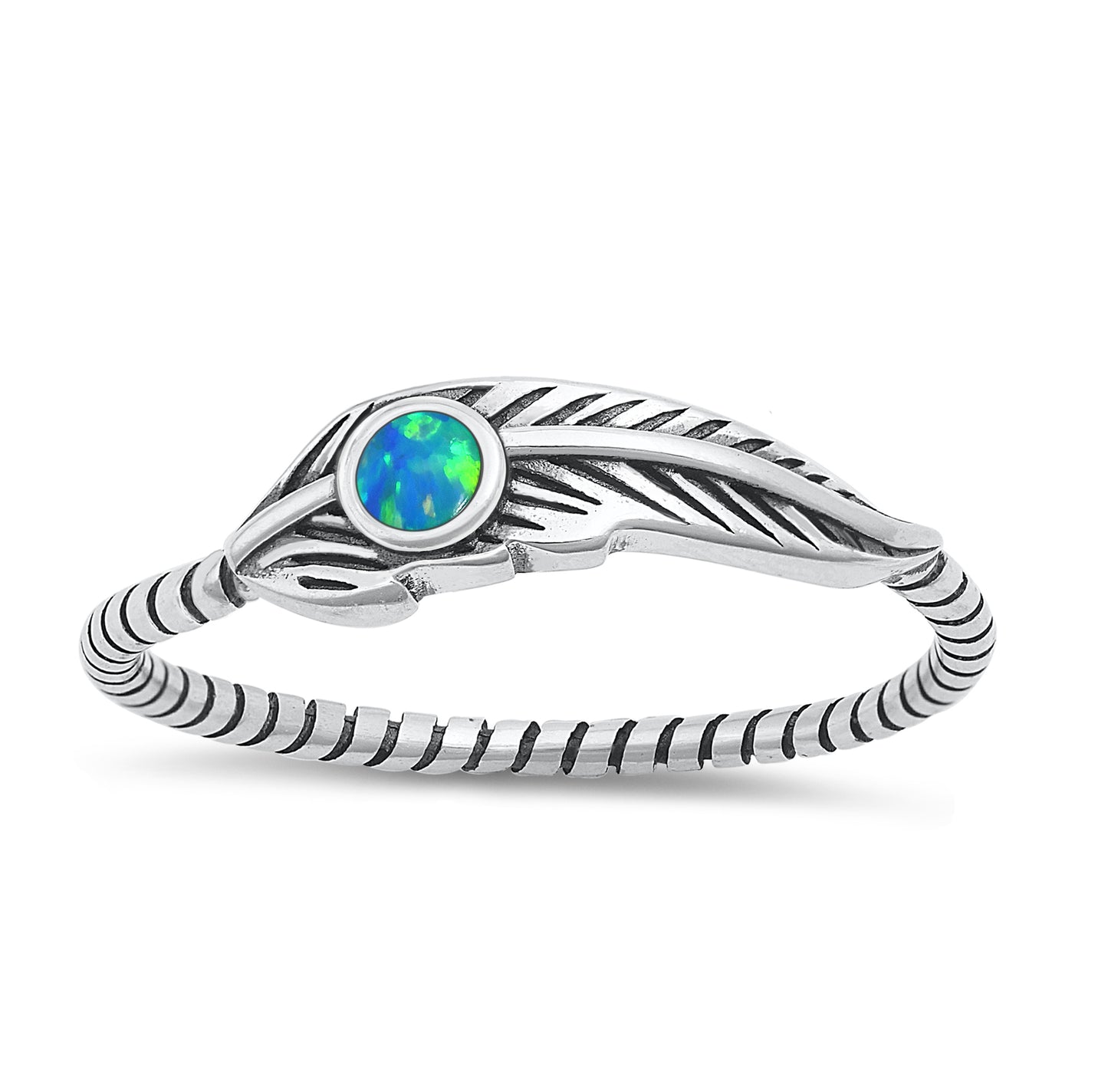 Silver Lab Opal Ring - Feather