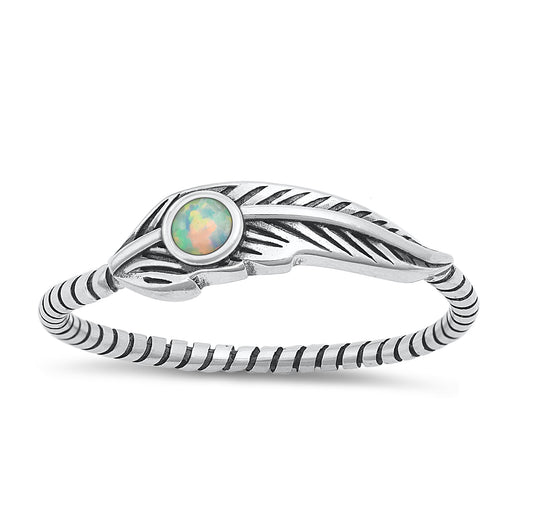 Silver Lab Opal Ring - Feather