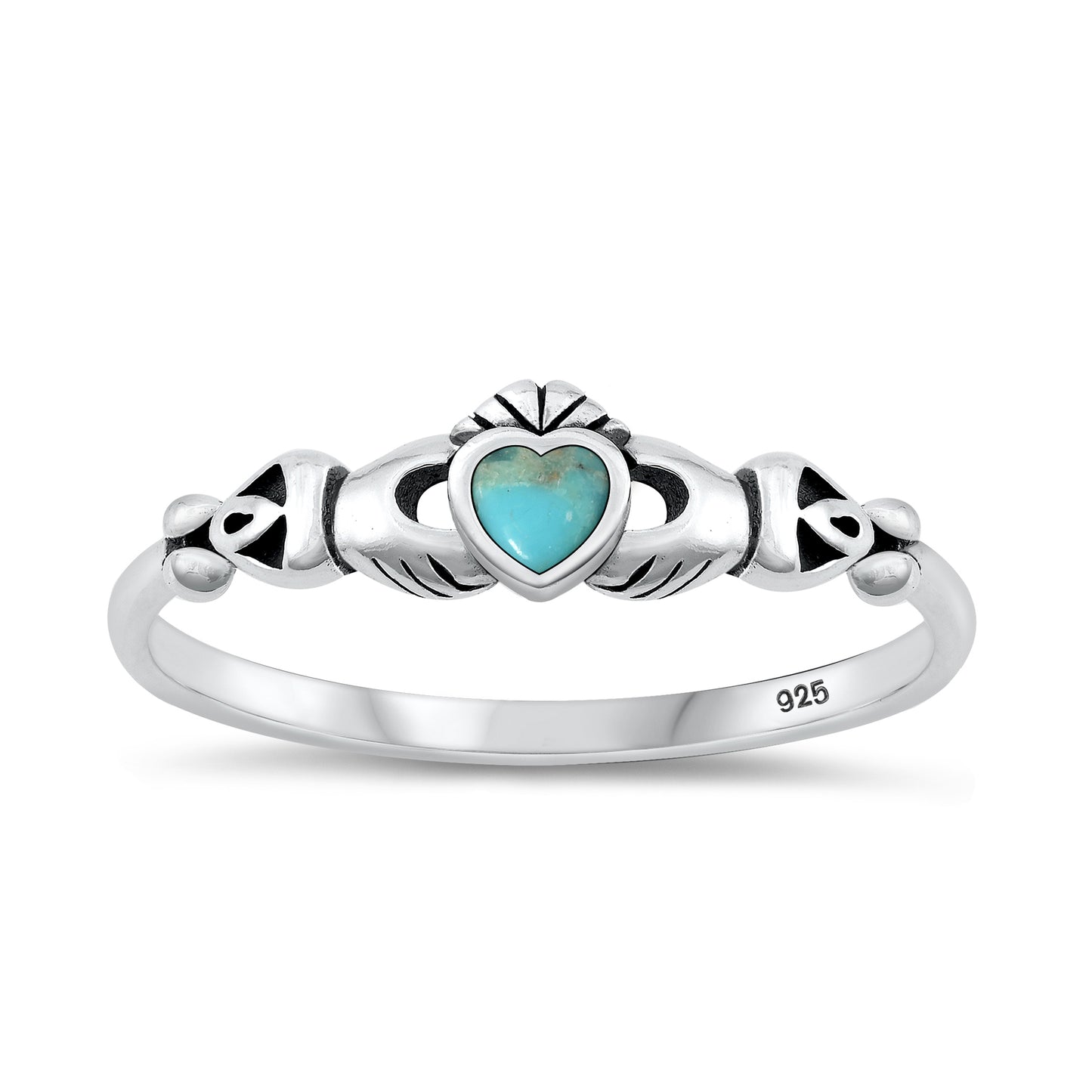 Silver Stone Ring - Mini Claddagh