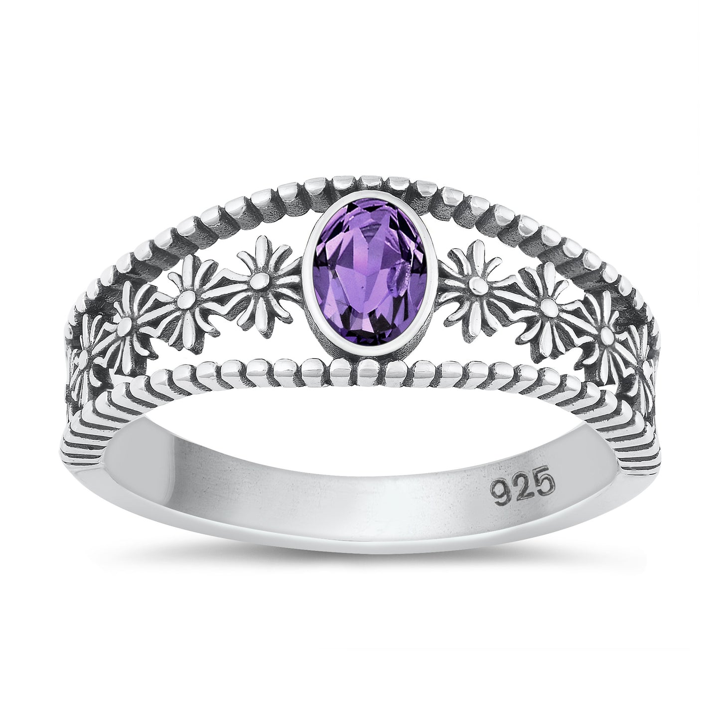 Silver CZ Ring - Flowers