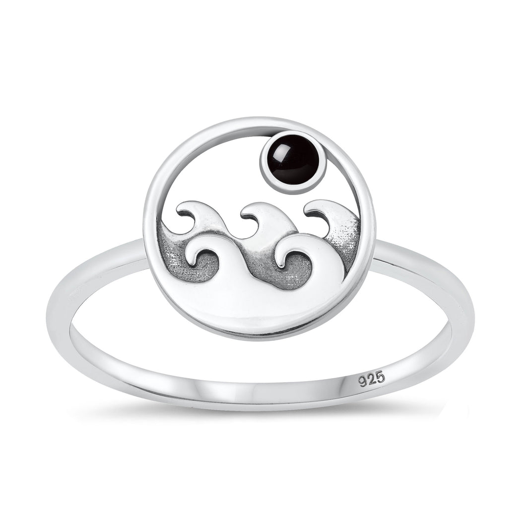 Silver Stone Ring - Waves
