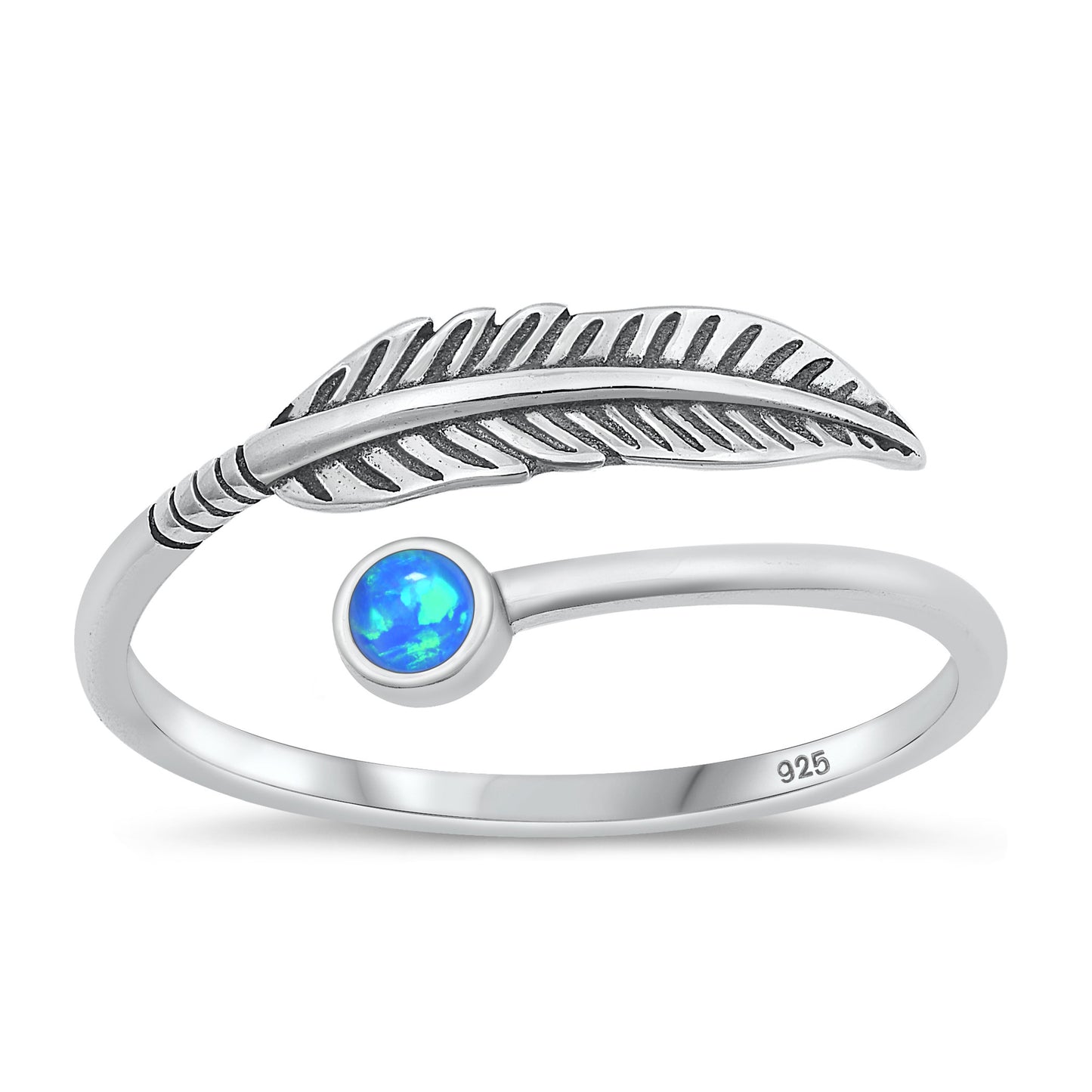 Silver Stone Ring - Feather