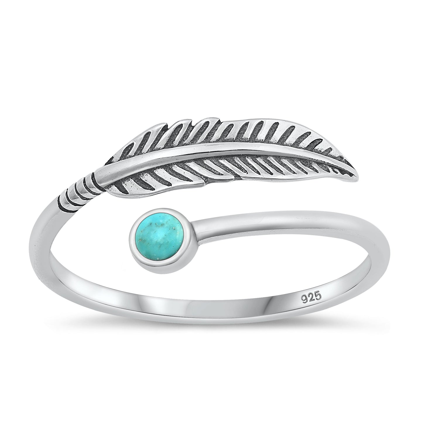 Silver Stone Ring - Feather