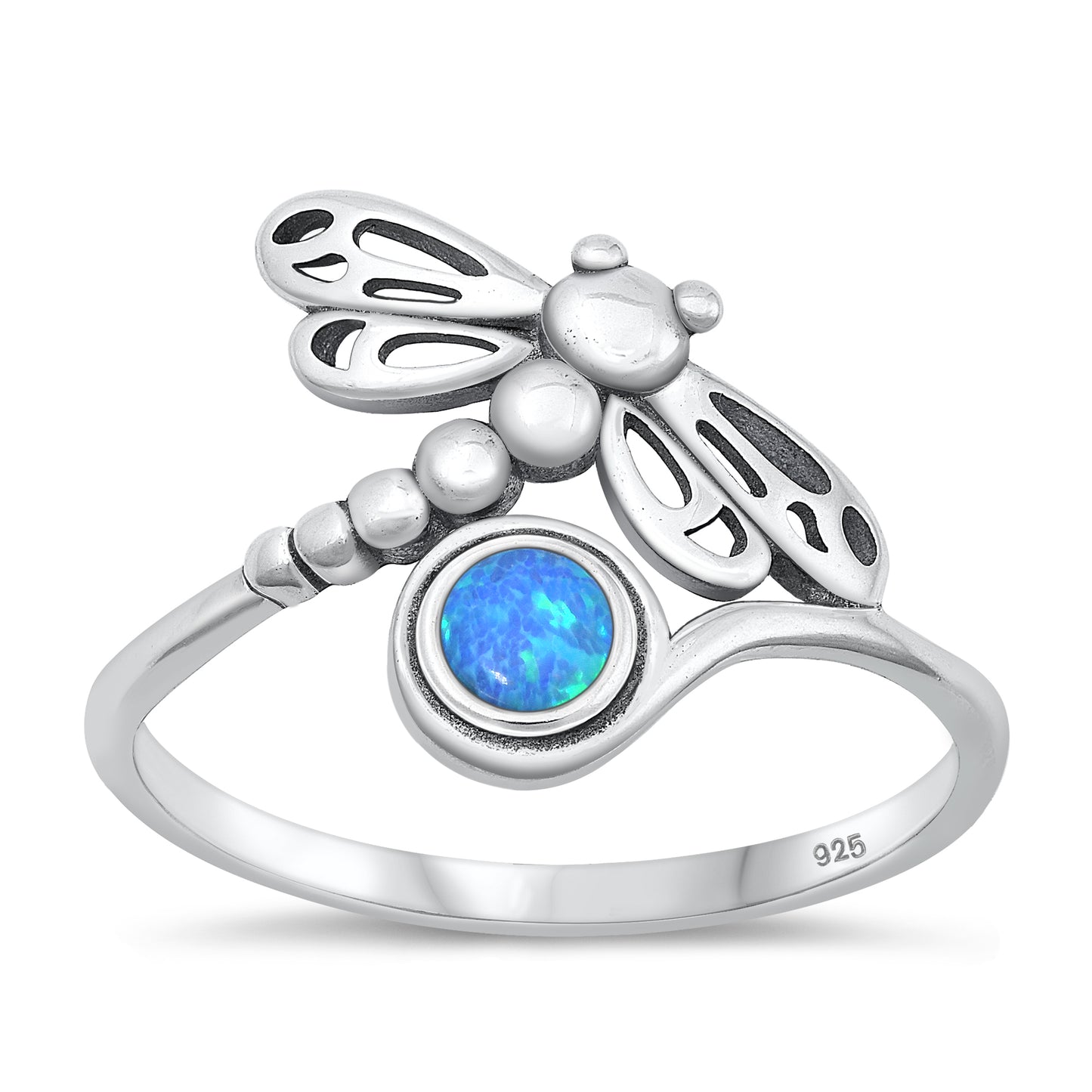 Silver Lab Opal Ring - Dragonfly