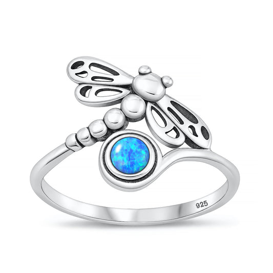 Silver Lab Opal Ring - Dragonfly
