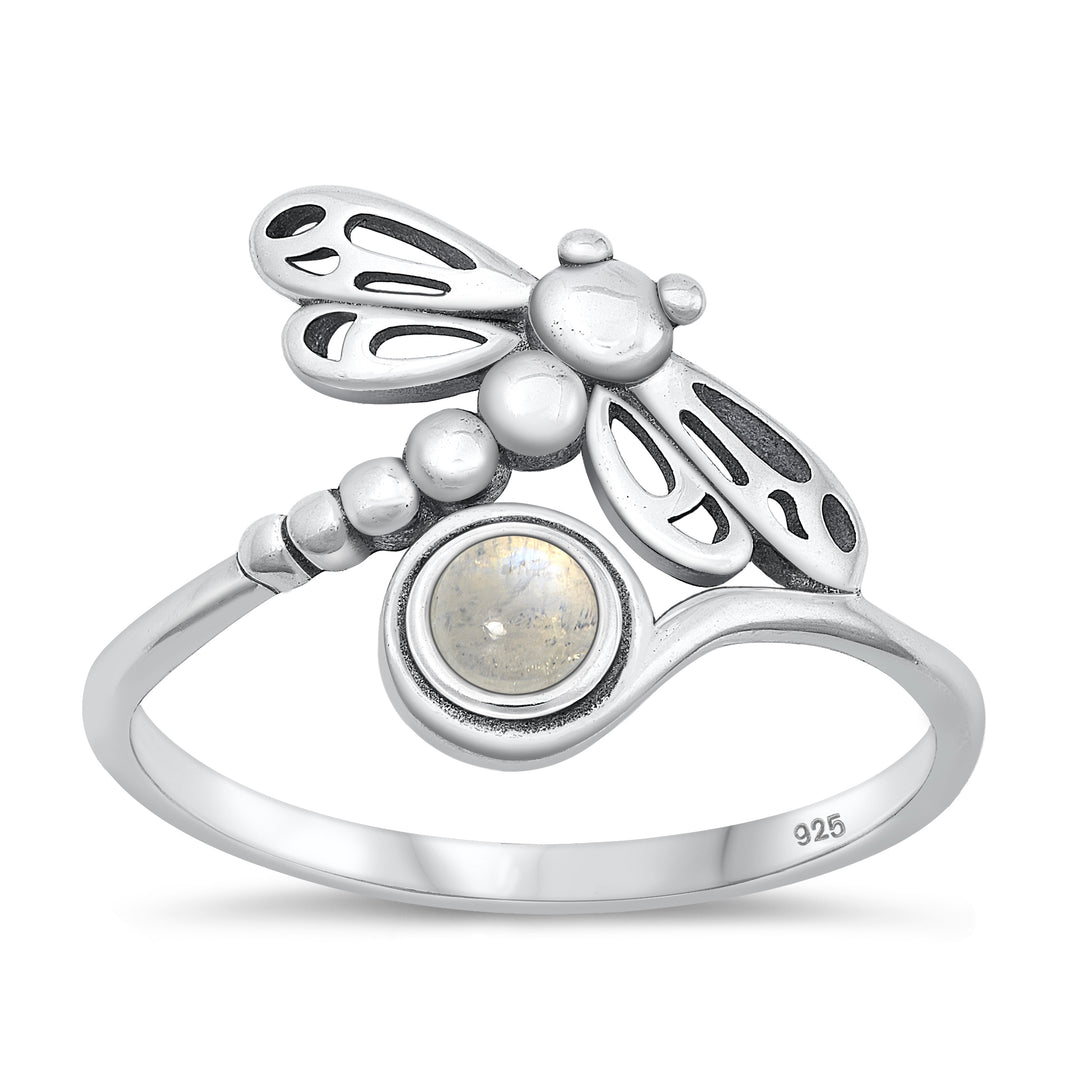 Silver Stone Ring - Dragonfly