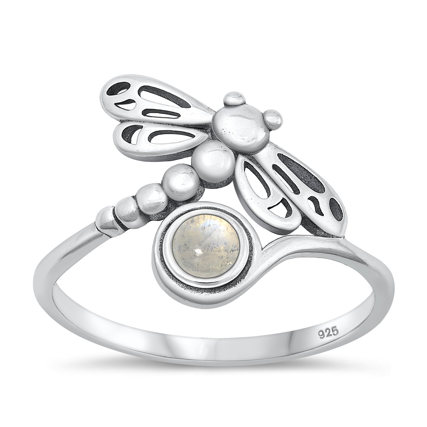 Silver Stone Ring - Dragonfly
