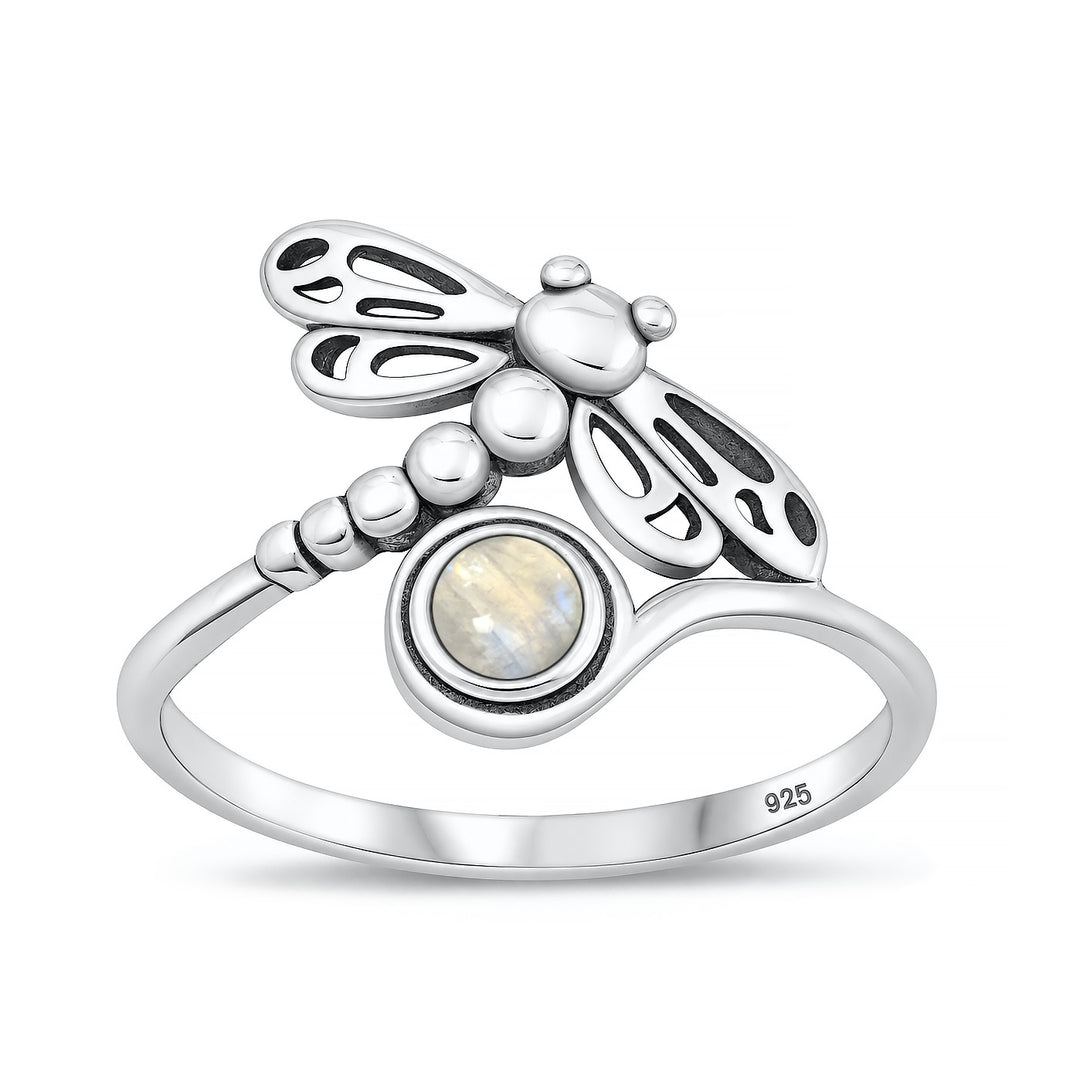 Silver Stone Ring - Dragonfly