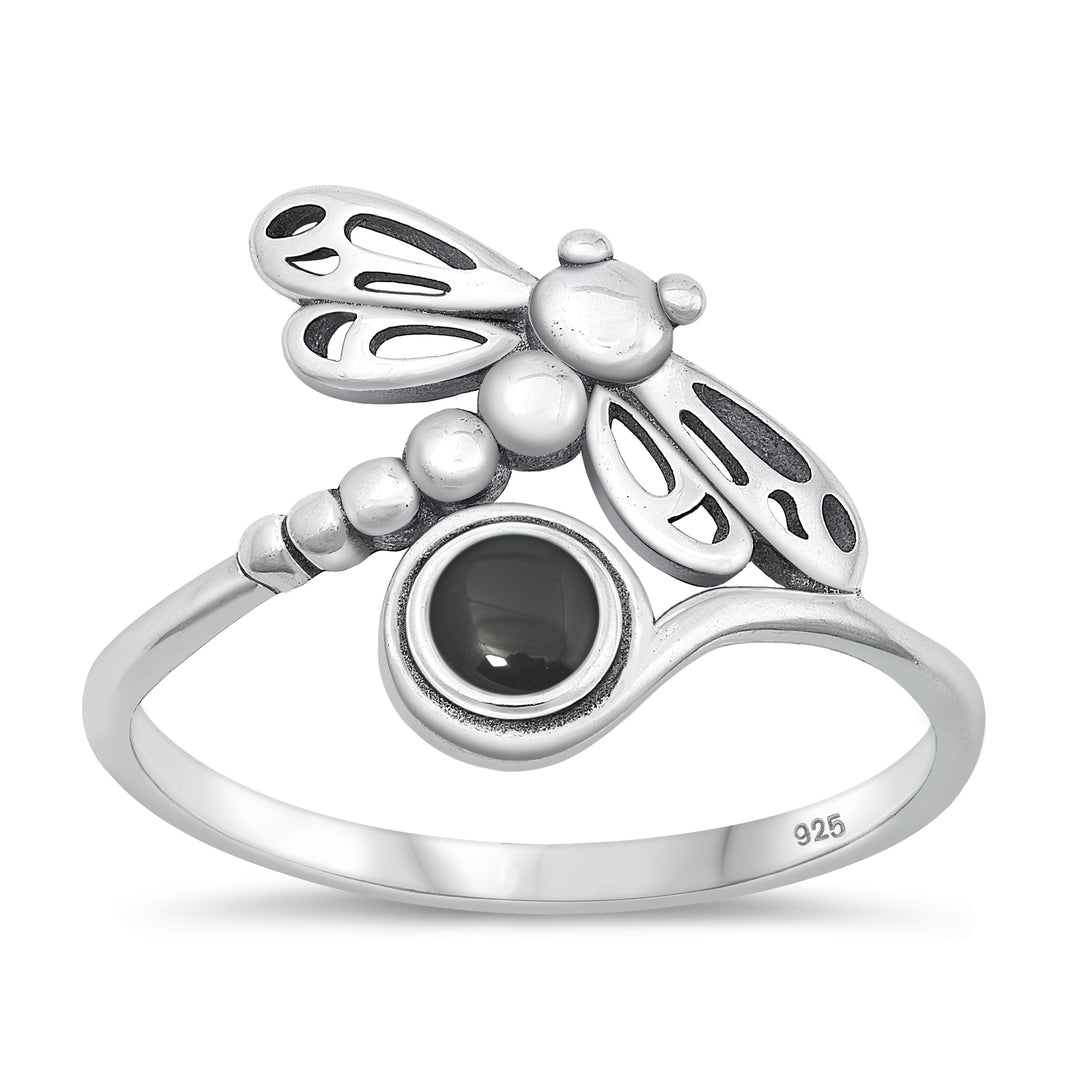 Silver Stone Ring - Dragonfly
