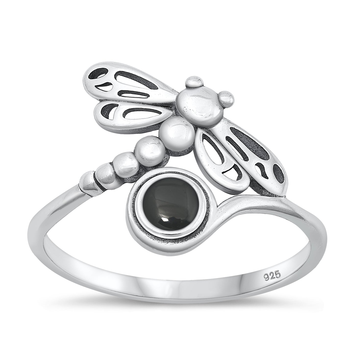 Silver Stone Ring - Dragonfly