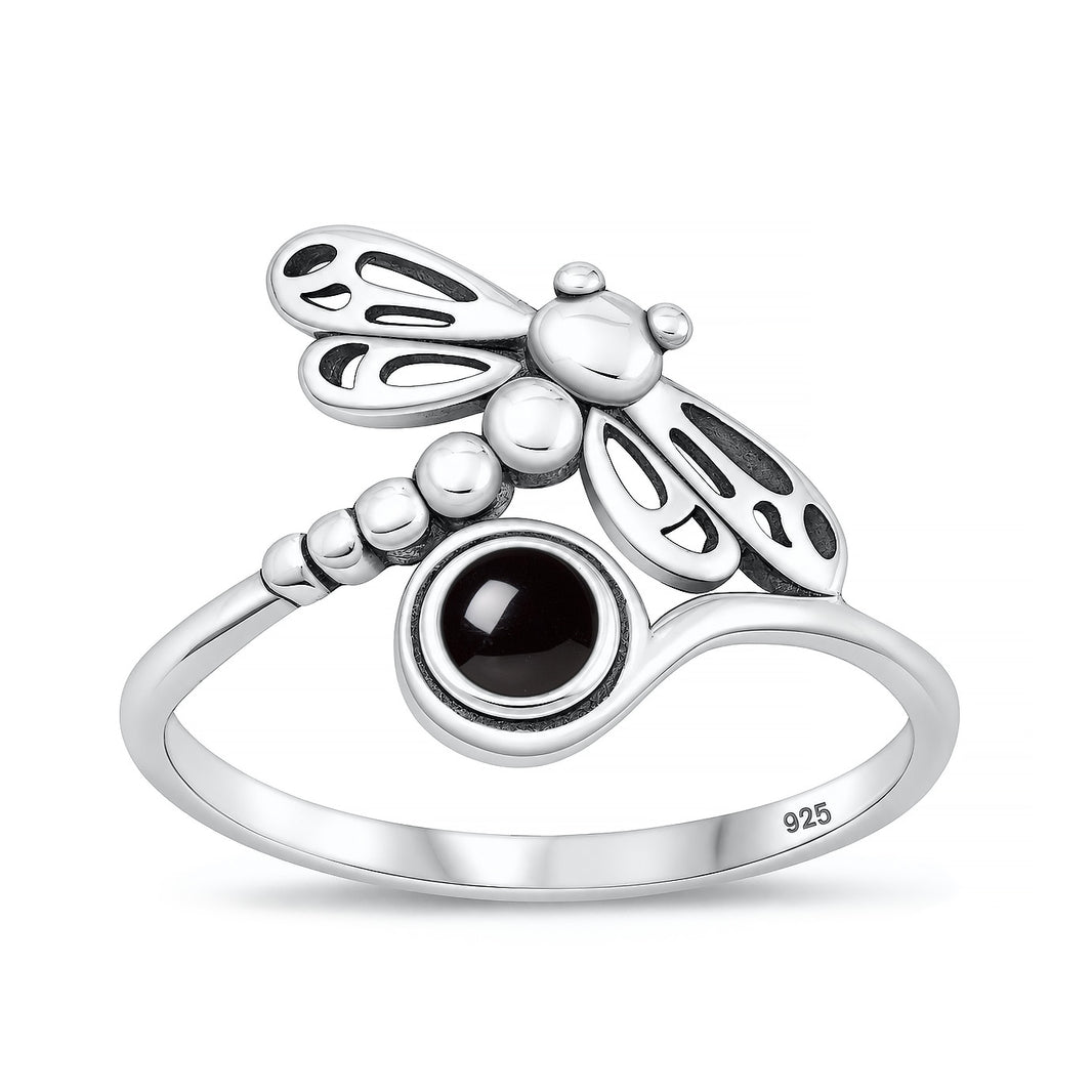 Silver Stone Ring - Dragonfly