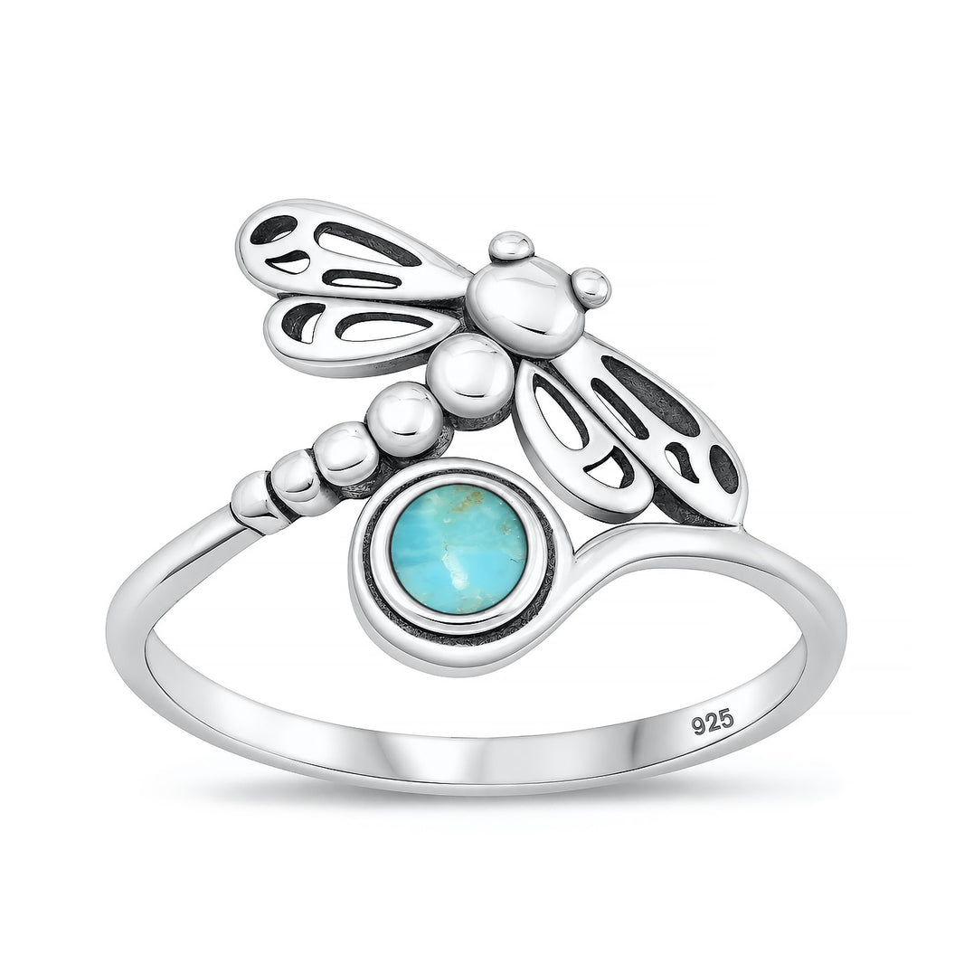 Silver Stone Ring - Dragonfly