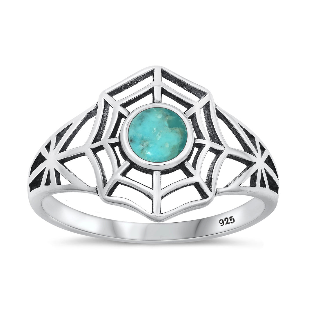 Silver Stone Ring - Spiderweb