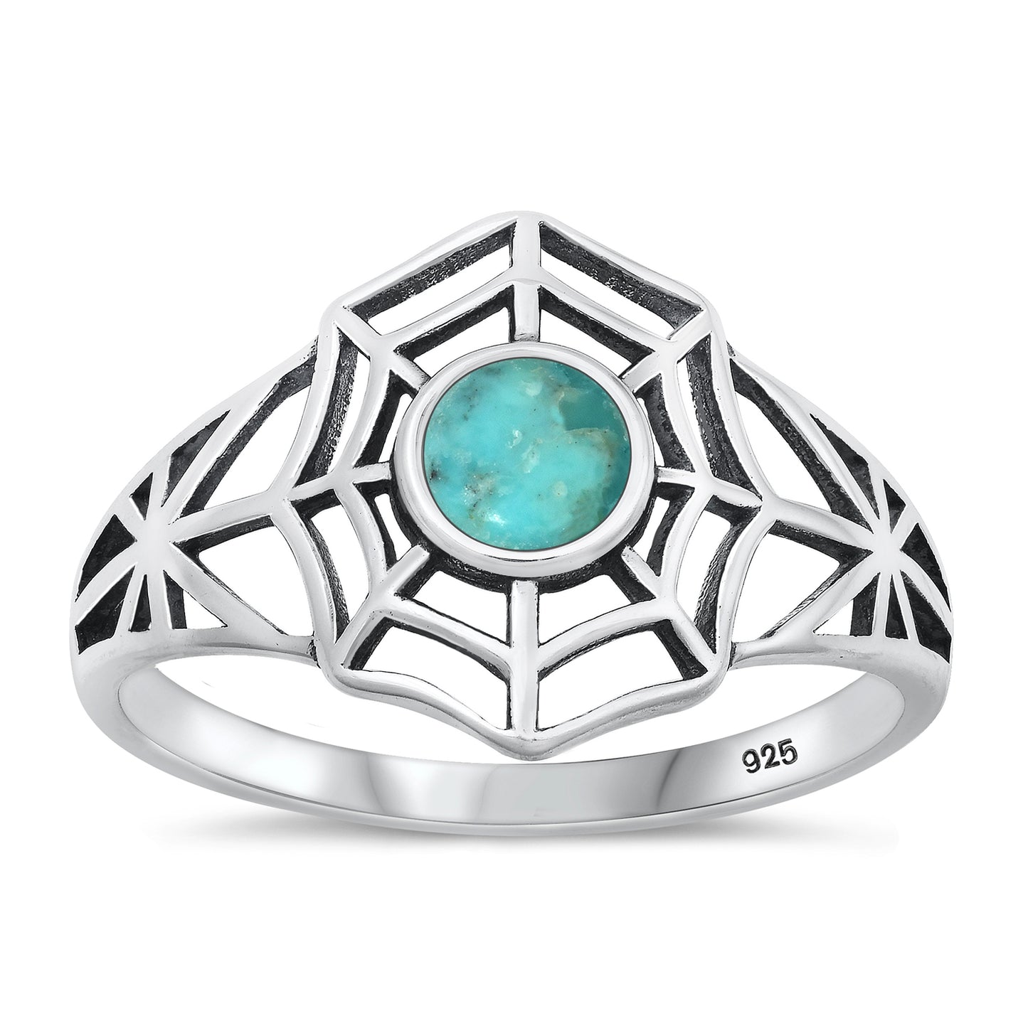 Silver Stone Ring - Spiderweb