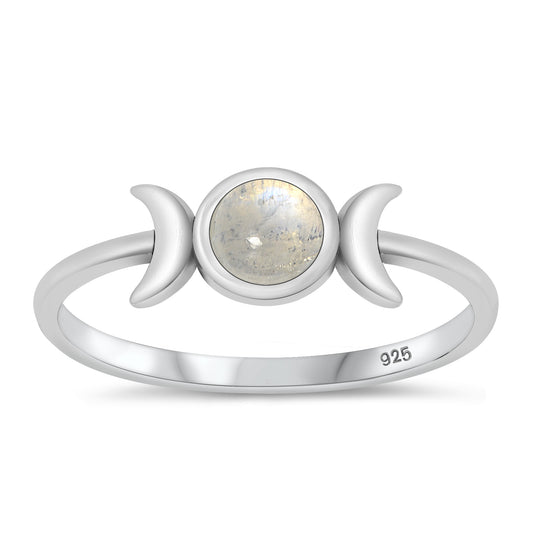 Silver Stone Ring - Moon