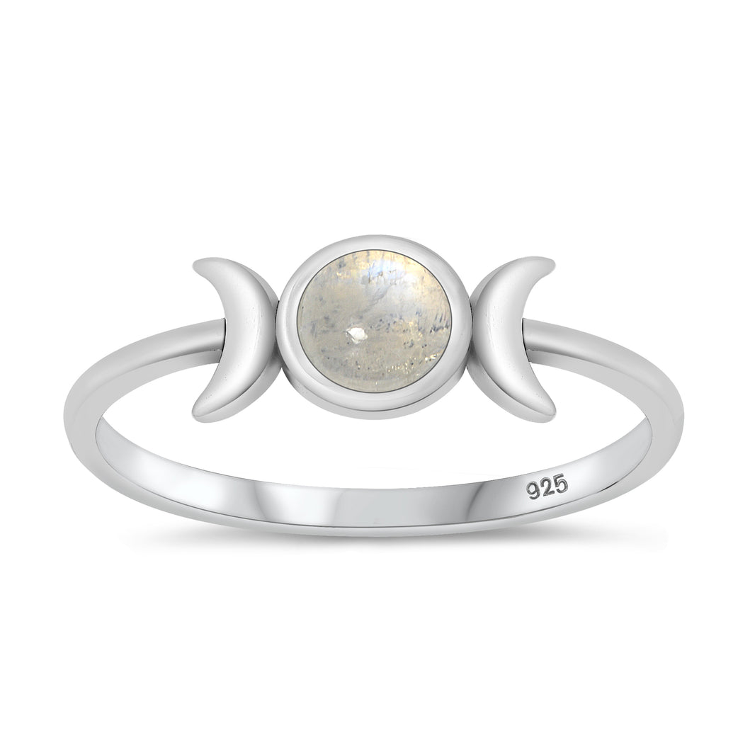 Silver Stone Ring - Moon
