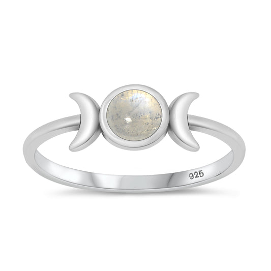 Silver Stone Ring - Moon