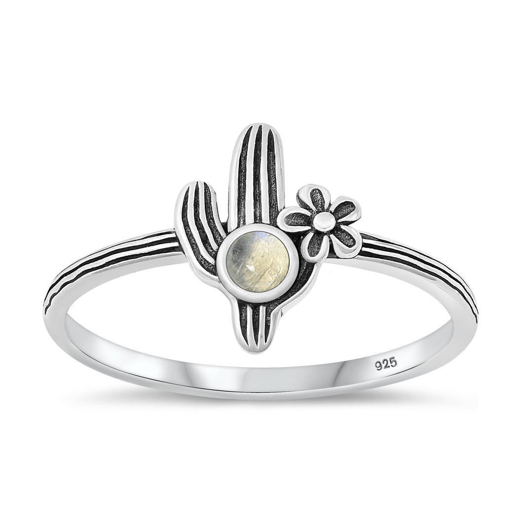 Silver Stone Ring - Cactus
