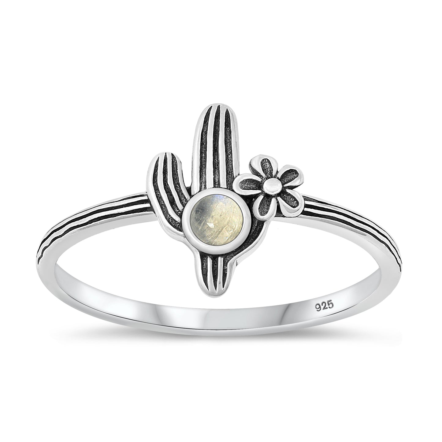 Silver Stone Ring - Cactus