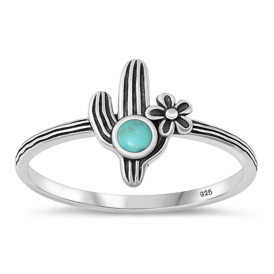 Silver Stone Ring - Cactus