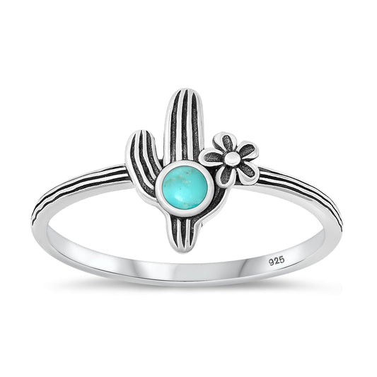 Silver Stone Ring - Cactus