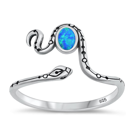 Silver Ring with Stone - Snake