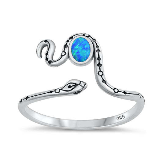 Silver Ring with Stone - Snake