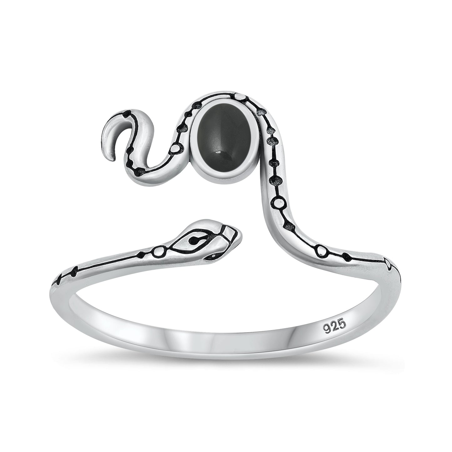 Silver Stone Ring - Snake