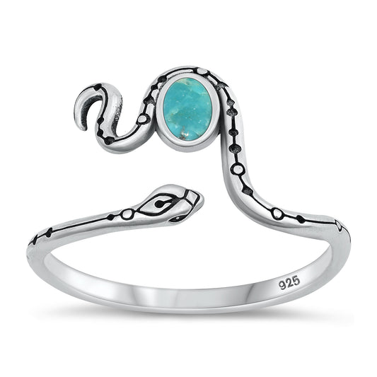 Silver Ring with Stone - Snake