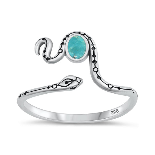 Silver Ring with Stone - Snake