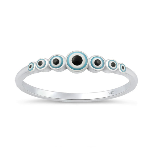 Silver Stone Ring - Evil Eye