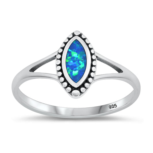 Silver Ring with Blue Lab Opal