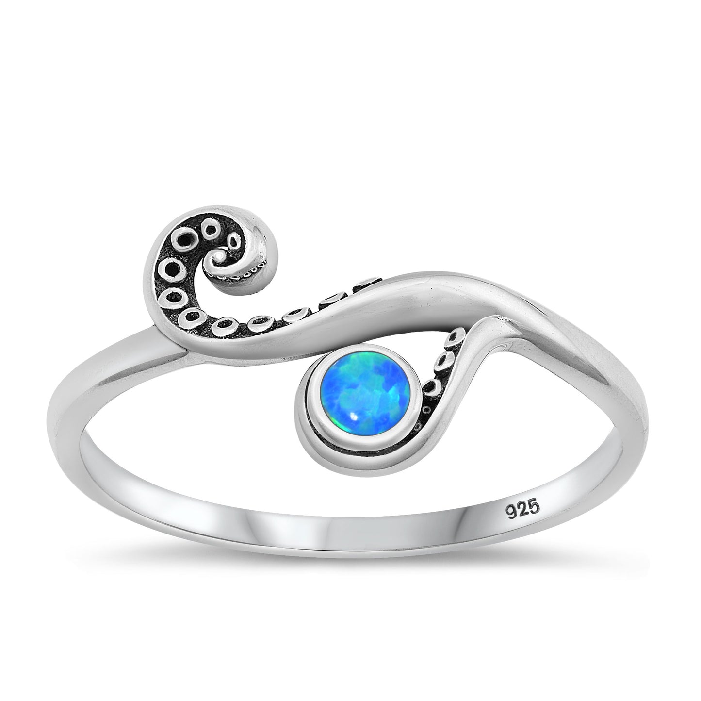 Silver Lab Opal Ring - Tentacle