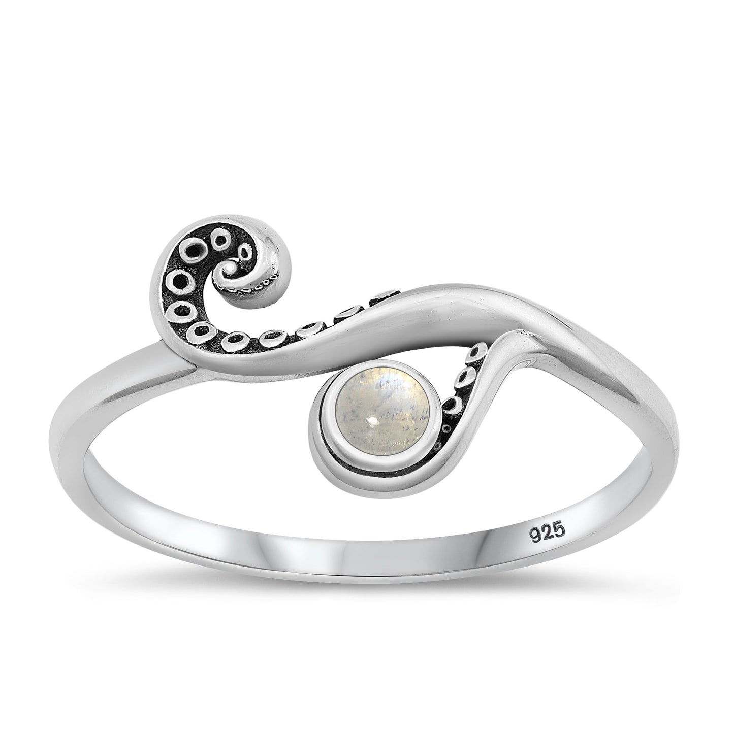 Silver Stone Ring - Tentacle