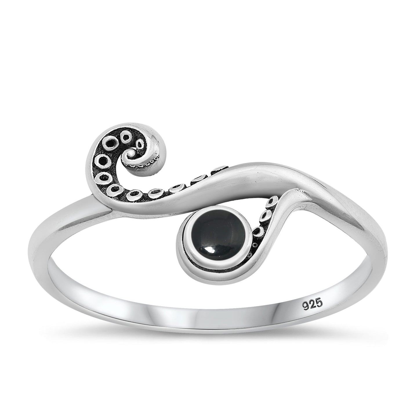 Silver Stone Ring - Tentacle