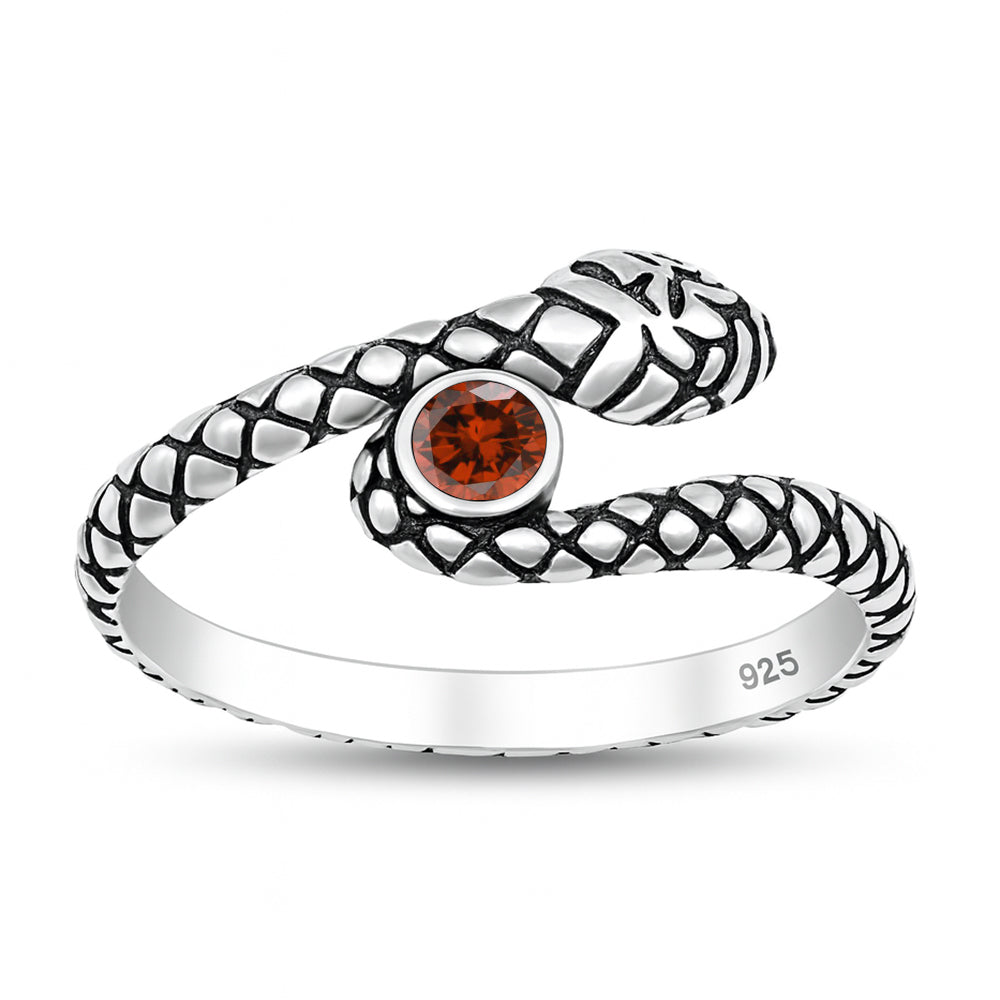 Silver CZ Ring - Snake