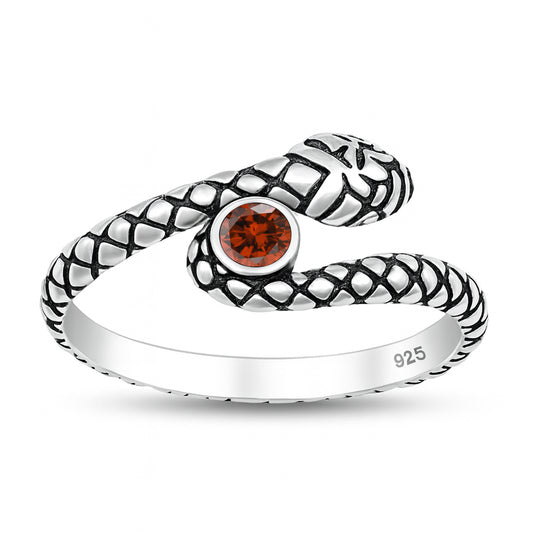 Silver CZ Ring - Snake