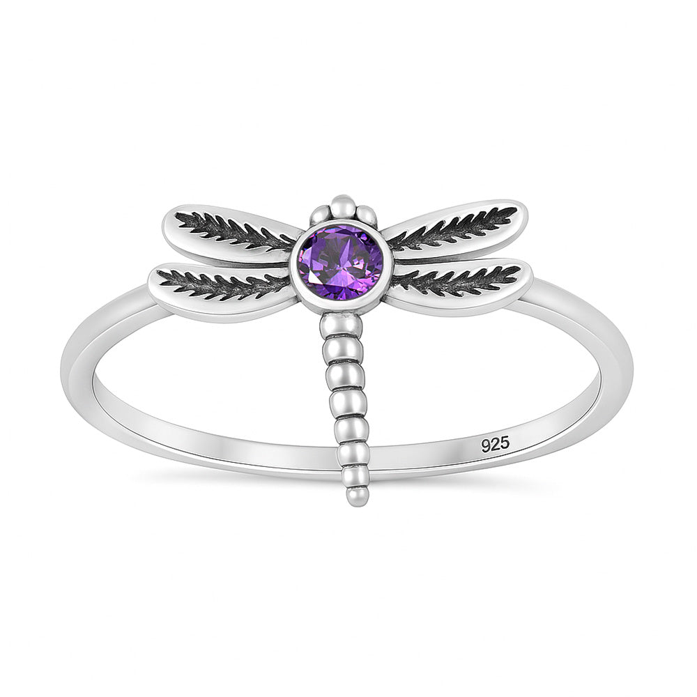 Silver Stone Ring - Dragonfly
