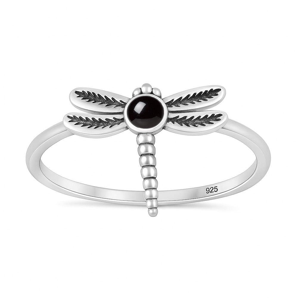 Silver Stone Ring - Dragonfly